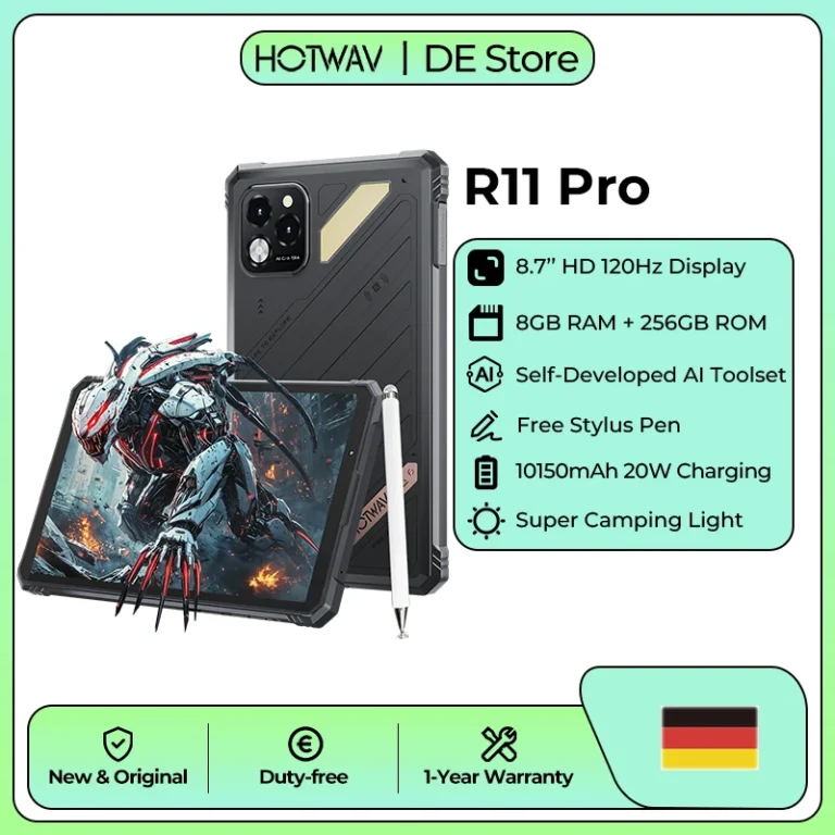 Tableta Robusta HOTWAV R11 Pro Android 16 con Batería Masiva de 10150 mAh, Carga Rápida de…