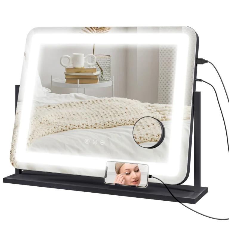 Espejo HOMCOM con LED luminoso, espejo de maquillaje con 3 modos de iluminación, tamaño 10X, puerto…