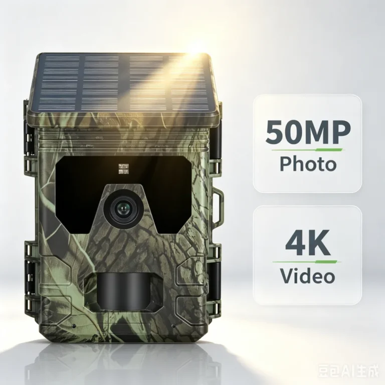 Cámara de Caza con Panel Solar de 50MP 4K, Visión Nocturna Infrarroja, Monitoreo de Vida Silvestre,…