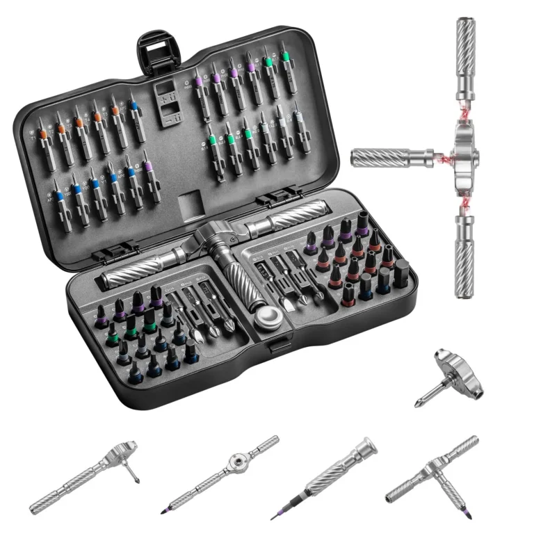 VMAN Kit 66 en 1 Destornillador Ratchet Multifunción Trocas Magnéticas Múltiples, Herramienta de Reparación Mini Kit…