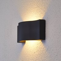 Aplique de pared LED Lucande Jace, antracita, metal, 28 cm, IP54