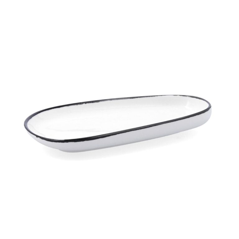 Ariane Plato rectangular 27cm porcelana blanco/negro Vital Filo Ariane