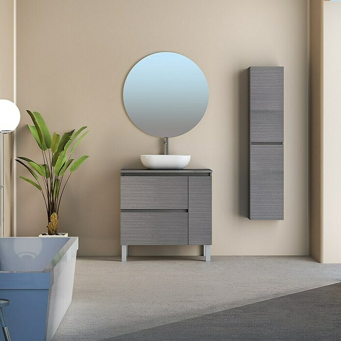 Artysan Conjunto de mueble de baño Oval (Ancho: 80 cm, Ceniza, 4 pzs.)