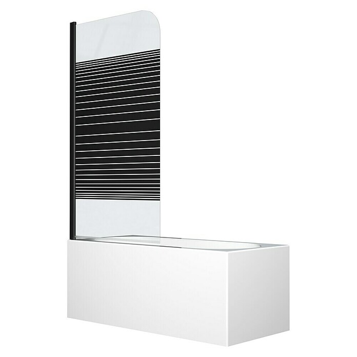 Aurlane Mampara para bañera Black Lines (An x Al: 75 x 140 cm, 1 ud., Negro)