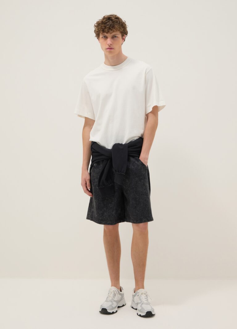 B.ANGEL Bermudas Negras De Mezcla De Algodón Con Cintura Elástica, Hombre, Negro, Talla: