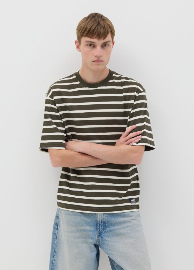 B.ANGEL Camiseta De Algodón De Rayas, Hombre, Blanco/verde, Talla: