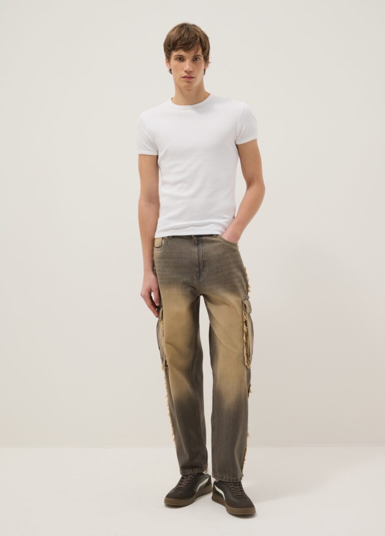 B.ANGEL Vaqueros Multicolor De Algodón Puro Corte Holgado, Hombre, Beige/Gris, Talla: 44