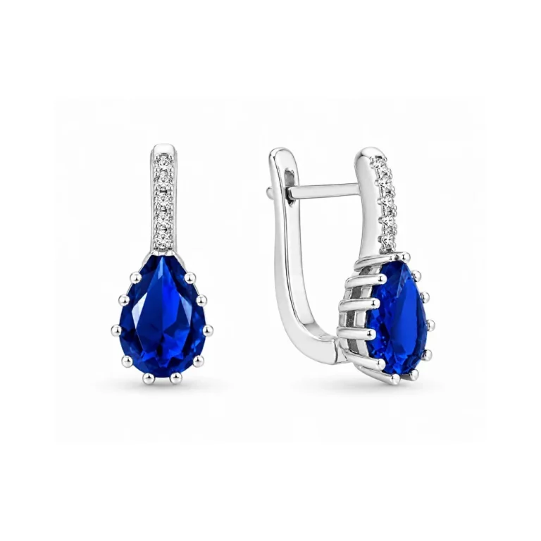 Beneto Pendientes de plata con cristal azul