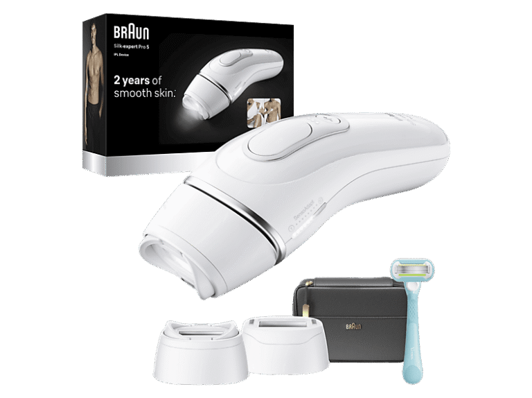 Braun Depiladora IPL - Braun Luz Pulsada Silk·expert Pro 5 , Depilación en casa, Cabezal SmartFlex, SmartSkinProtect, ancho para hombre