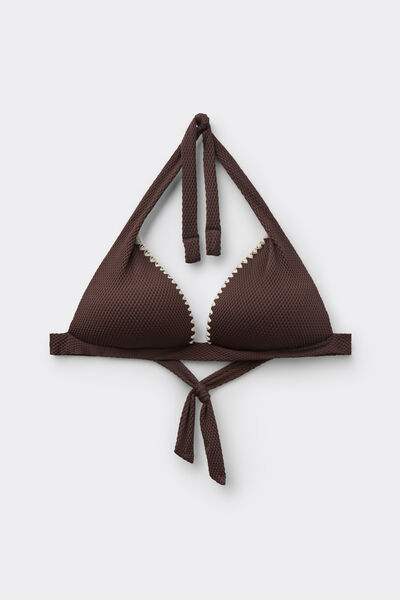 Calzedonia Bikini Triángulo Relleno Bicolor Embroidery Mujer Marrón Tamaño 1