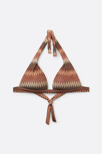 Calzedonia Bikini Triángulo Relleno Golden Chevron Mujer Marrón Tamaño 1