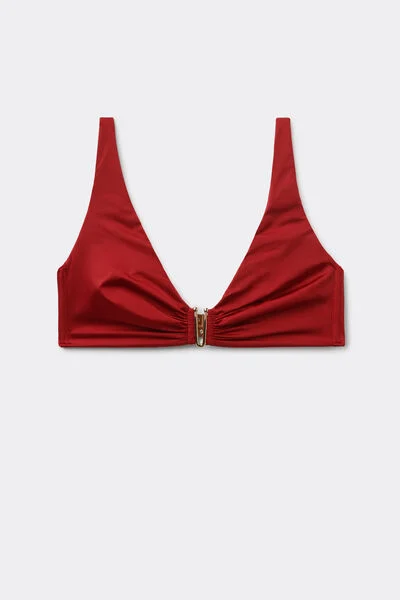 Calzedonia Top Brassiere Bikini Shiny Satin Mujer Rojo Tamaño 2