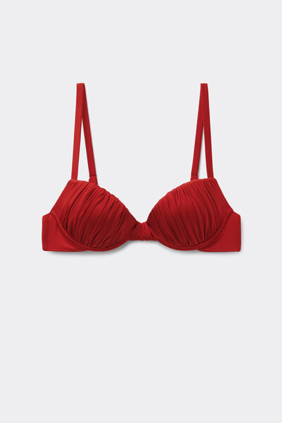 Calzedonia Top de Bikini Push-Up Acolchado Shiny Satin Mujer Rojo Tamaño 2
