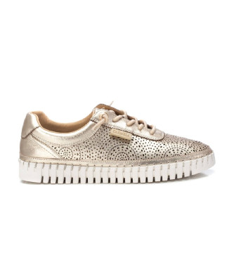 Carmela para mujer. 16232703-ORO Zapatillas de piel 162327 dorado (37), Plano, Cordones, Casua