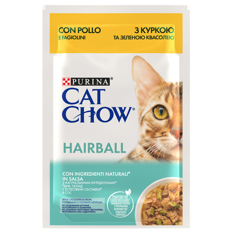 Cat Chow 26 x 85 g comida húmeda para gatos - Hairball pollo y judías verde