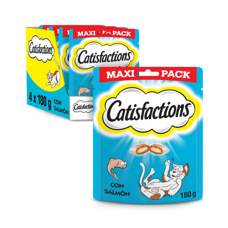 Catisfactions 4 bolsitas x 180 g Catisfactions Premios de Salmón para Gatos ¡Pack ahorro!