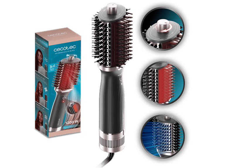 Cecotec Moldeador - Cecotec Air DryBold Elite Black, Tecnología iónica, 3 modos, Revestimiento cerámica, 1200W, Función aire frío, Modo wet, Negro