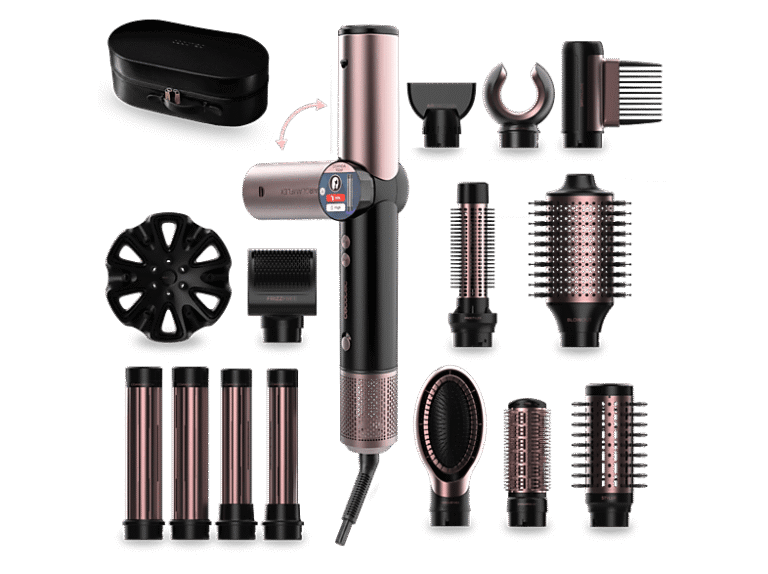 Cecotec Moldeador - Cecotec AirGlam 14in1 Flex Black, 14 Cabezales intercambiables, Revestimiento cerámica y queratina, Negro