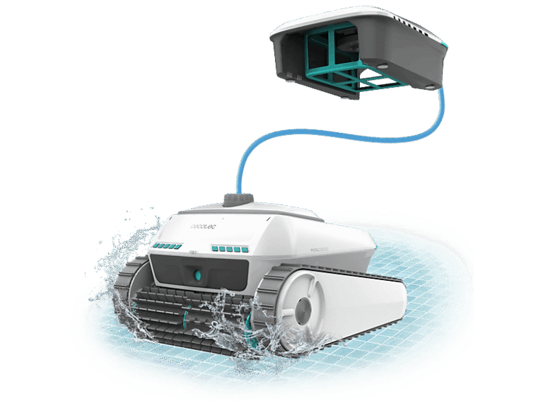 Cecotec Robot LimpiaPiscinas - Cecotec Conga Pooldroid 10000 TotalClean AquaSkater, Fondo/paredes/línea de flotación/superficie, App y mando, 4 motore