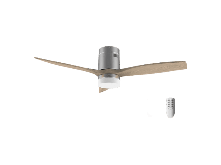 Cecotec Ventilador de techo - Cecotec EnergySilence Aero 5600 Classic Acero, Motor DC 40 W, Luz LED 18 6 Velocidades, Mando, 3 aspas, Plateado