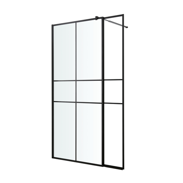 cooke_lewis Mampara de ducha con panel izza negro 90 cm y 30 c