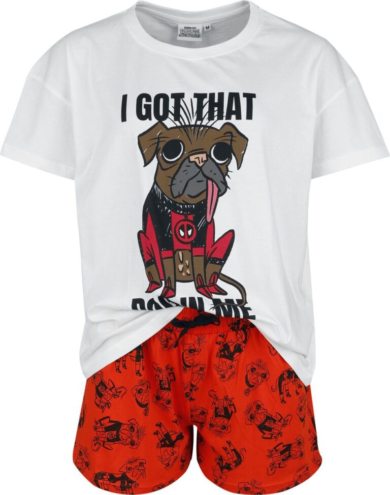 Deadpool Pijama Disney de Deadpool - 3 - Dogpool - I Got That Dog In Me - S XXL - para Mujer - blanco-rojo