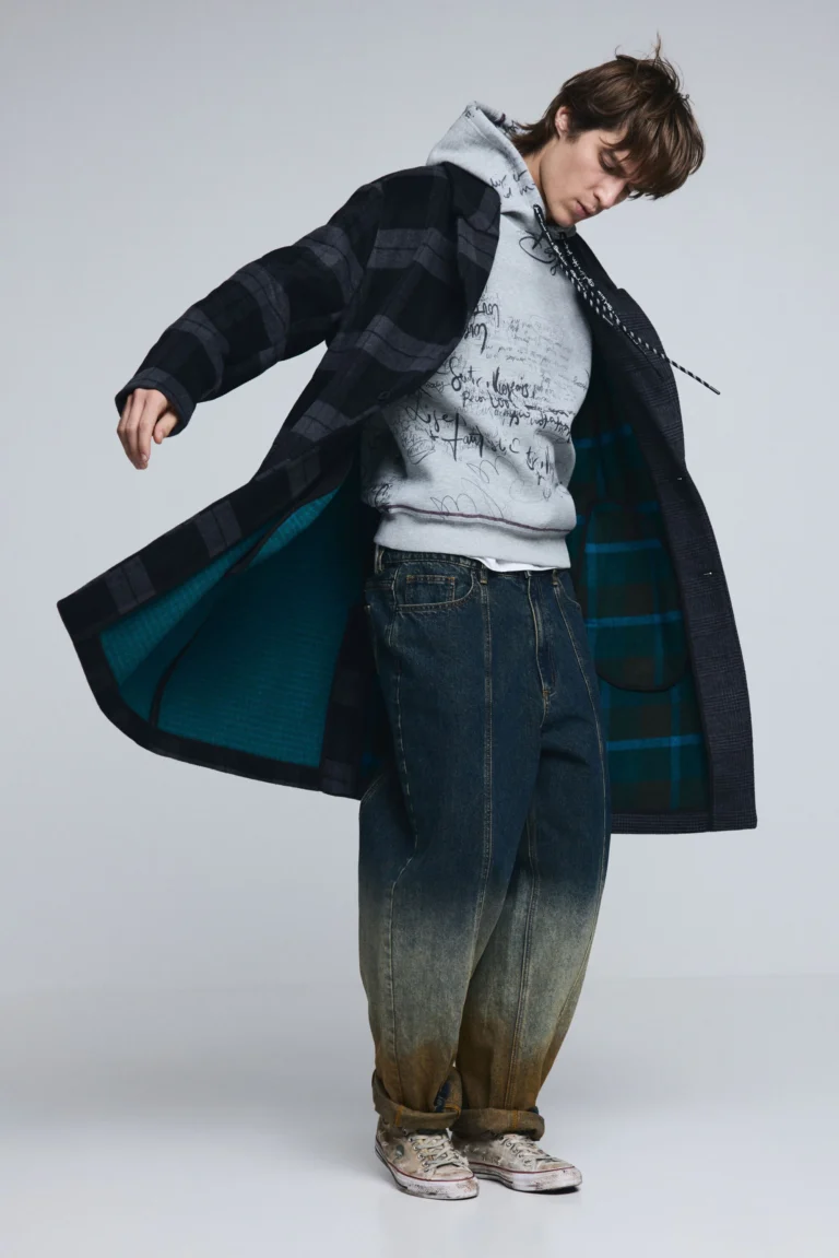 Desigual Abrigo lana bimateria cuadros, Hombre, Negro