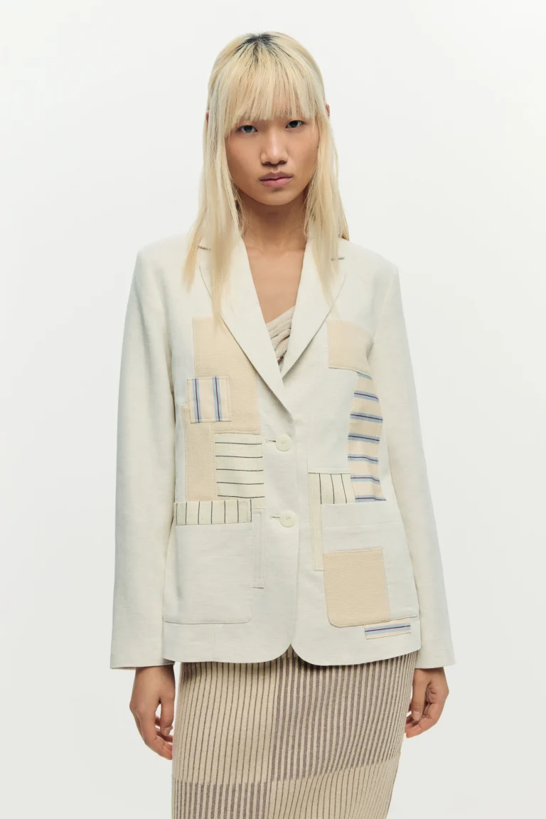 Desigual Americana patchwork blanca, Mujer, Viscosa, Blanco