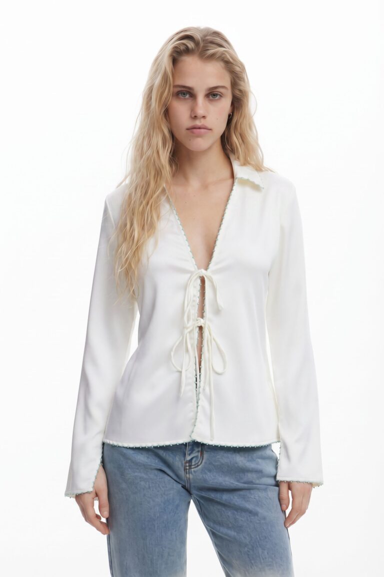 Desigual Blusa Seventies, Poliester, Blanco