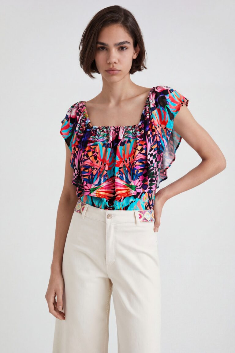 Desigual Body geométrico cuello de barco, Rojo