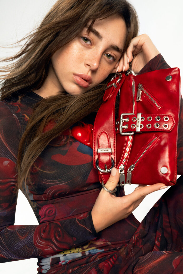 Desigual Bolso hebilla efecto piel, Mujer, Poliuretano, Rojo, U