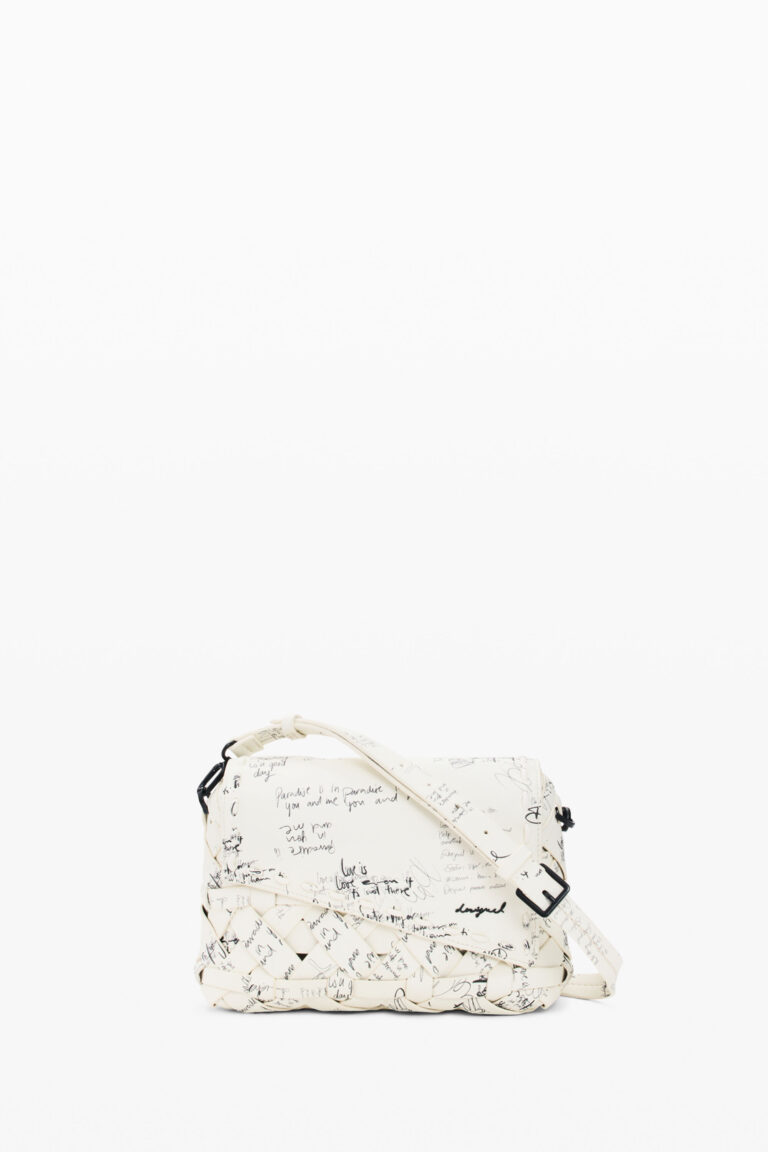 Desigual Bolso mediano lettering, Mujer, Poliuretano, Blanco, U