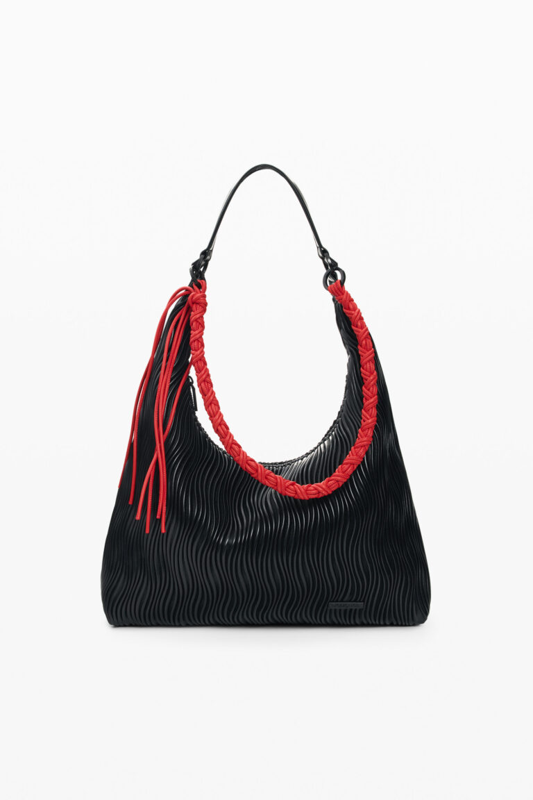 Desigual Bolso mediano relieves, Mujer, Poliuretano, Negro, U