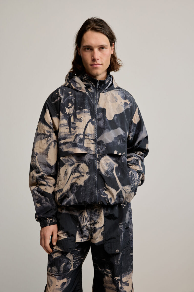 Desigual Chaqueta estampada gaugin, Hombre, Poliamida, Negro