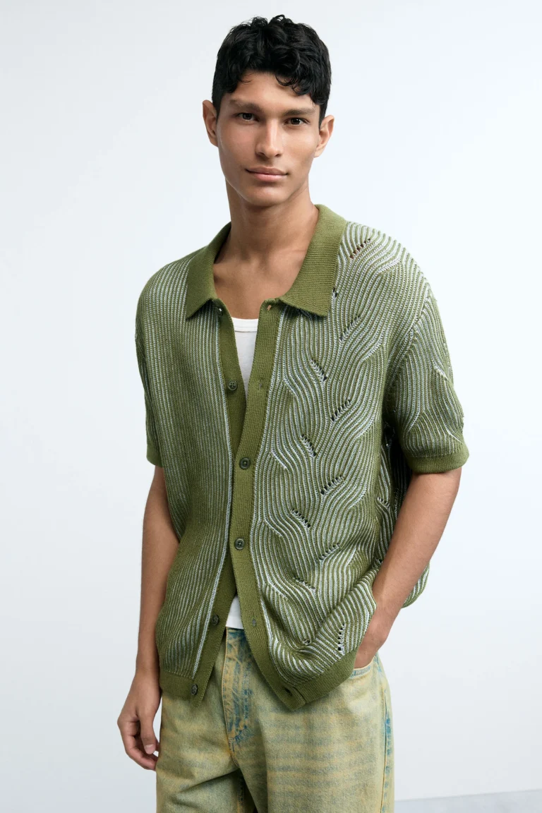 Desigual Jersey polo punto, Hombre, Algodon, Verde
