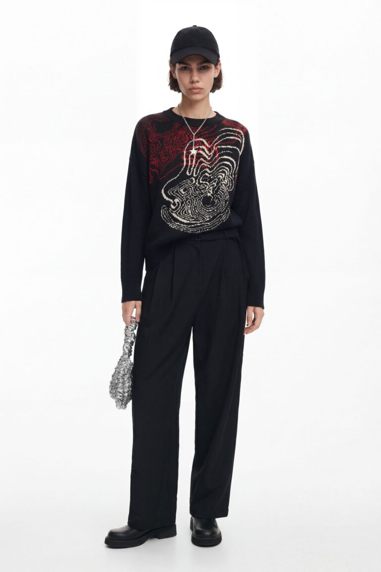 Desigual Jersey punto ondas M. Christian Lacroix, Negro