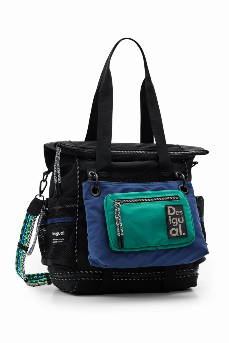 Desigual Mochila multiposición grande nylon, Mujer, Poliester, Azul, U