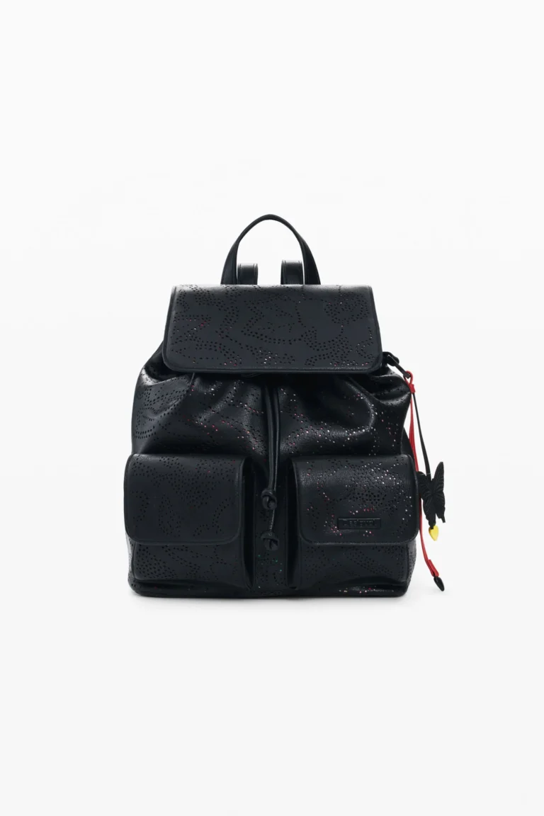 Desigual Mochila pequeña troquelada, Mujer, Poliuretano, Negro, U