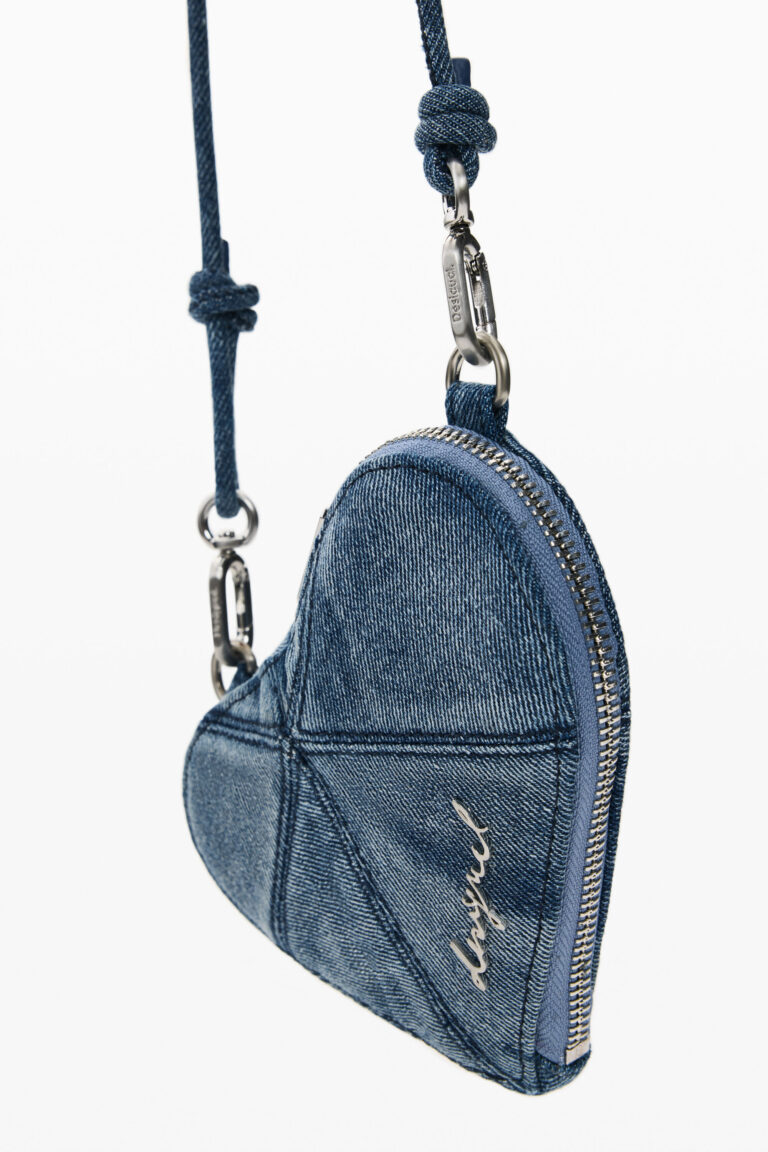Desigual Monedero bandolera corazón mini, Mujer, Algodon, Azul, U