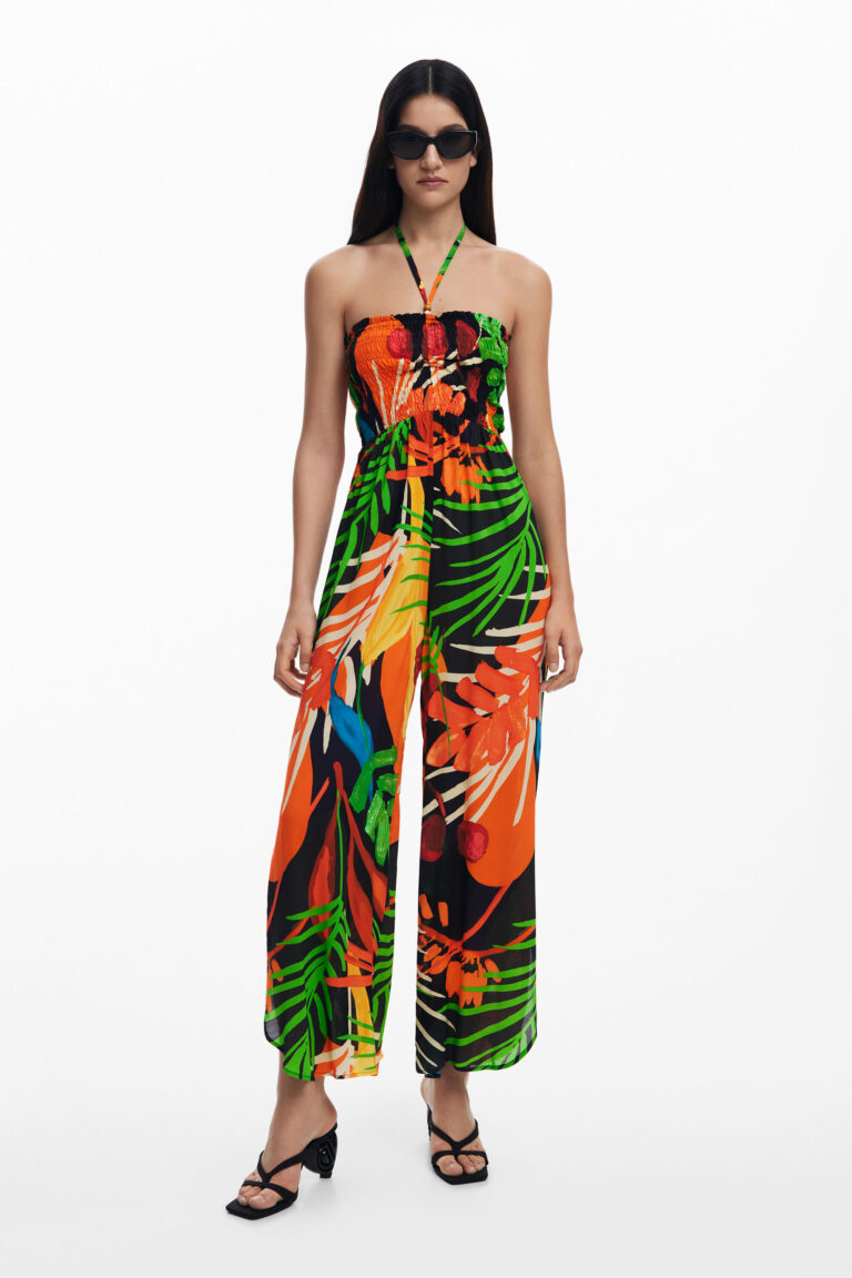 Desigual Mono largo tropical, Viscosa, Negro