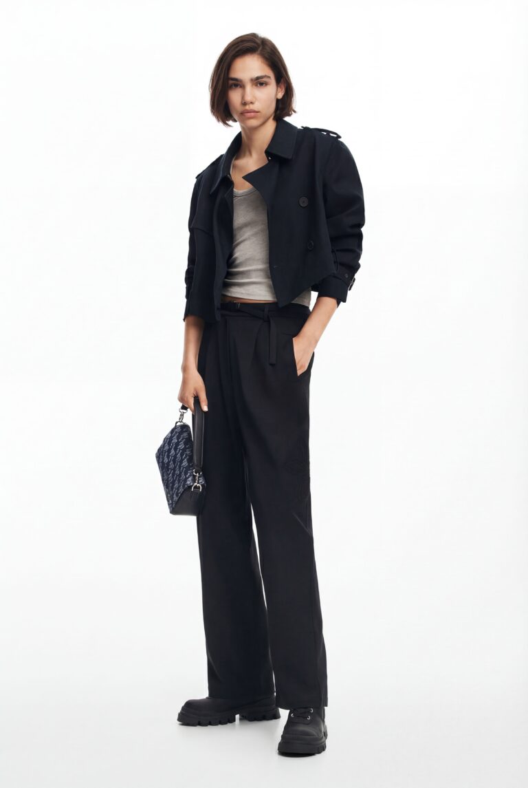 Desigual Pantalón largo recto, Negro