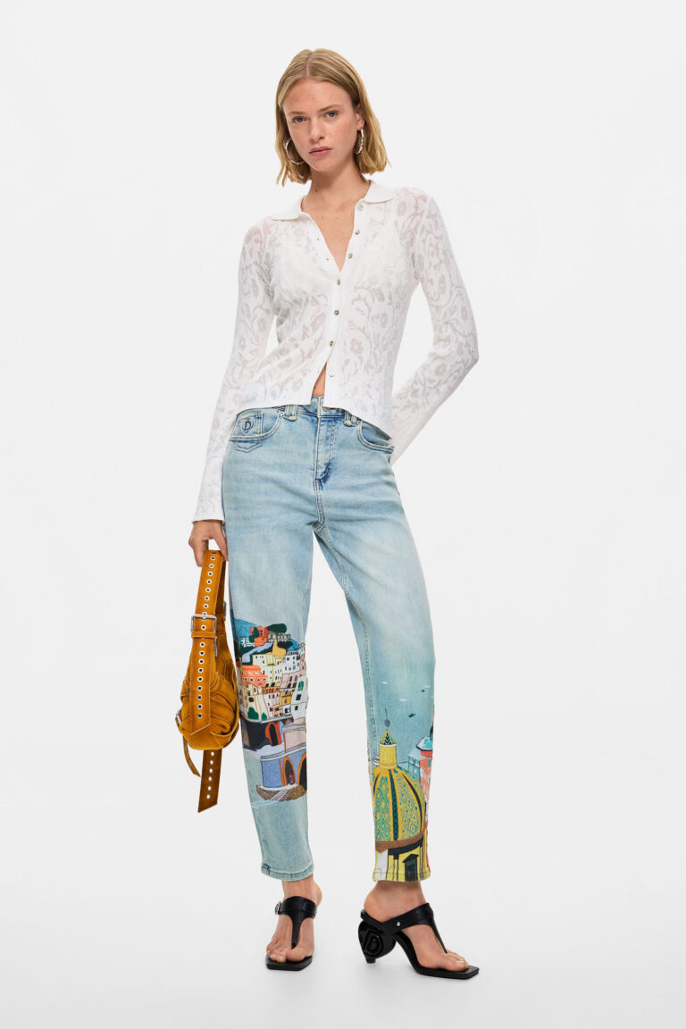 Desigual Pantalón vaquero Amalfi balloon, Mujer, Algodon, Azul, 34