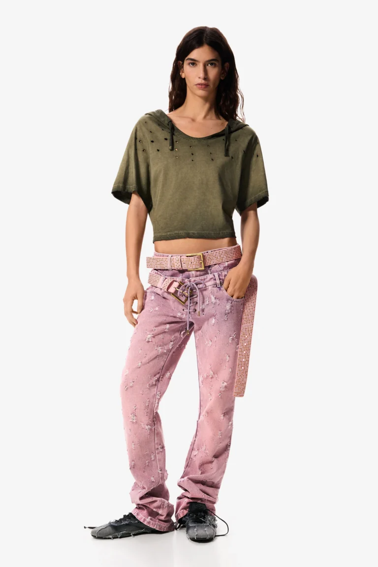 Desigual Pantalón vaquero Masha Popova, Mujer, Algodon, Rojo, 34