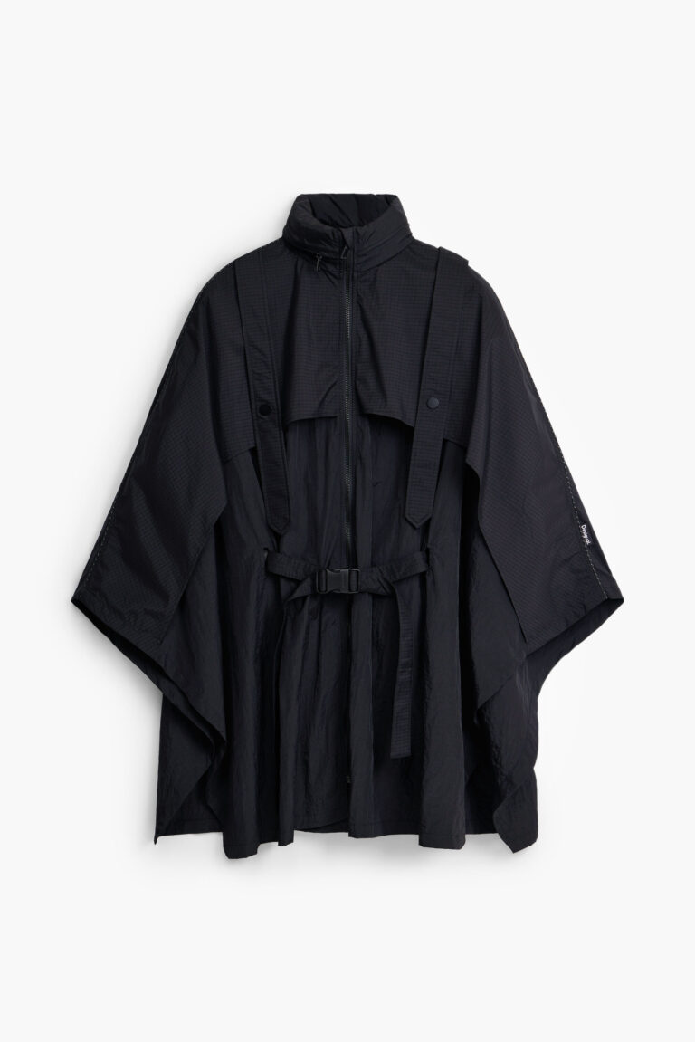 Desigual Poncho nylon bolsillo, Poliamida, Negro, U