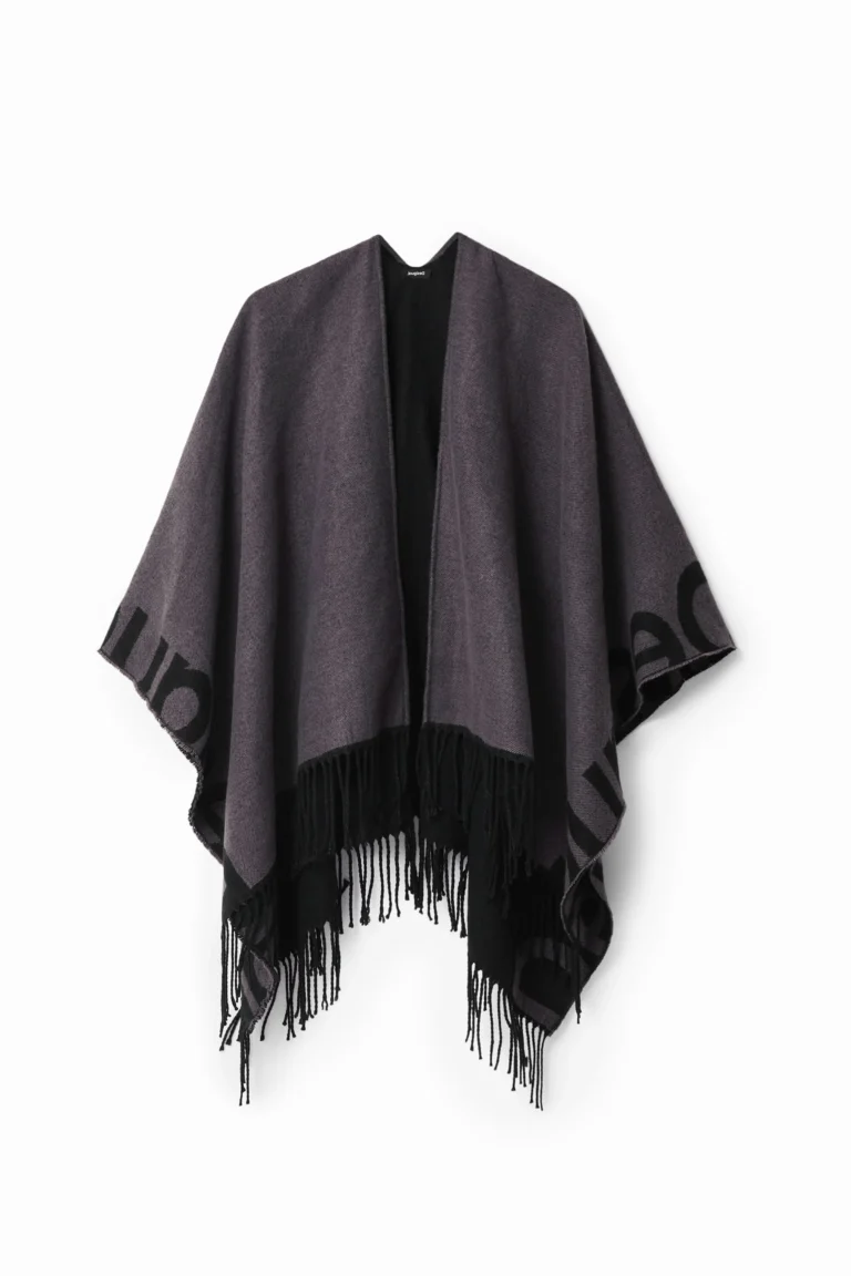 Desigual Poncho reversible, Negro, U