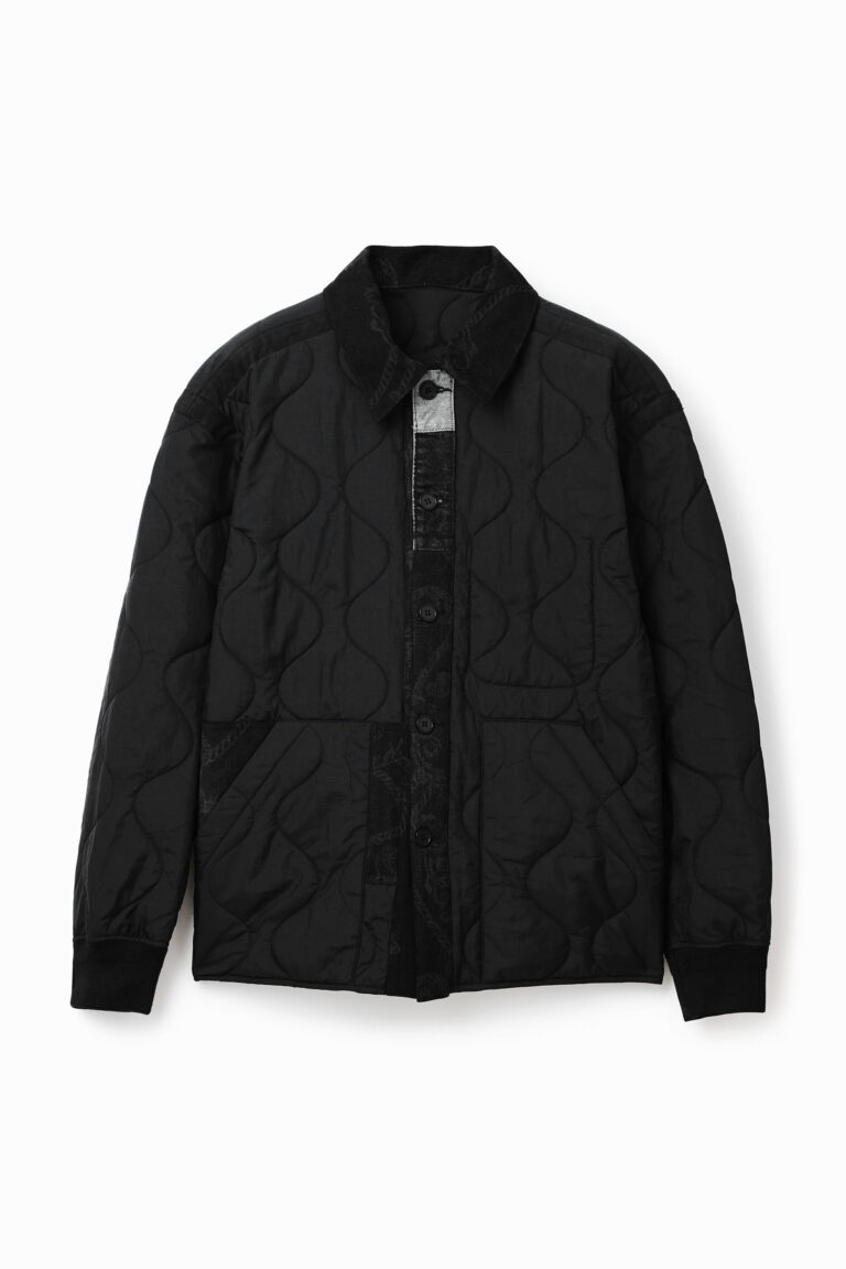 Desigual Sobrecamisa acolchada patch, Poliamida, Negro