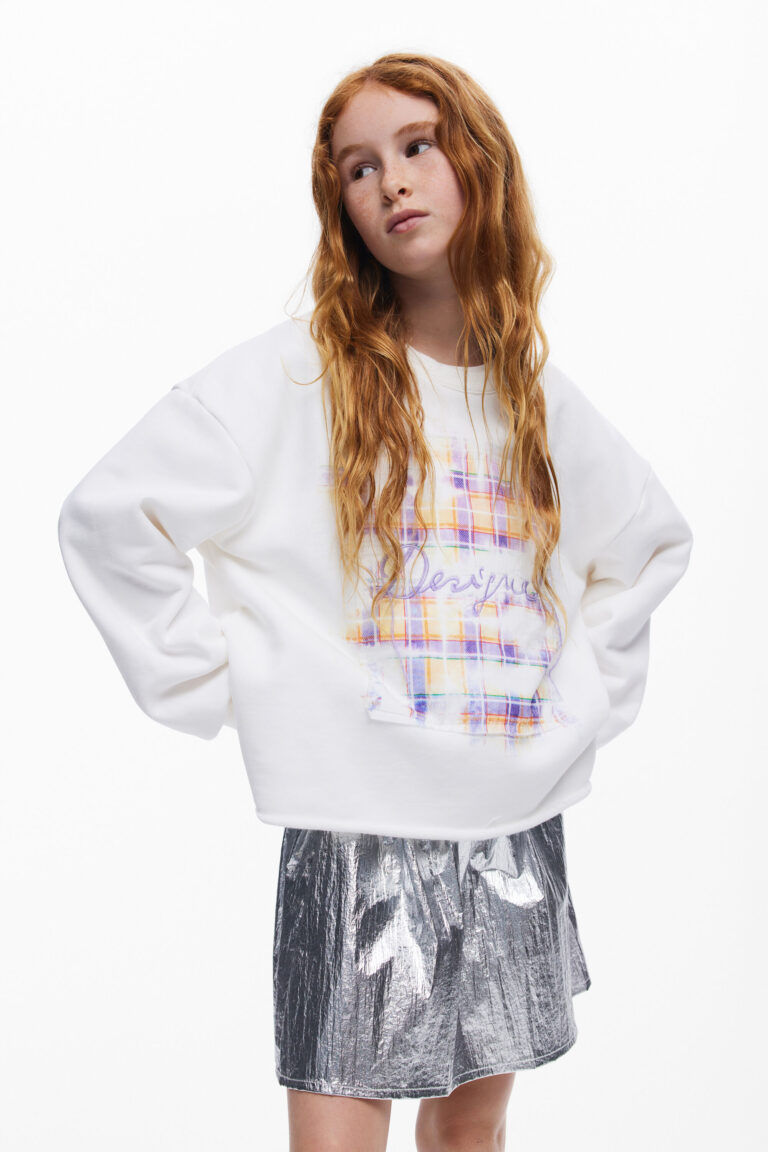 Desigual Sudadera bordado Desigual, NiñOs, Algodon, Blanco, 3/4
