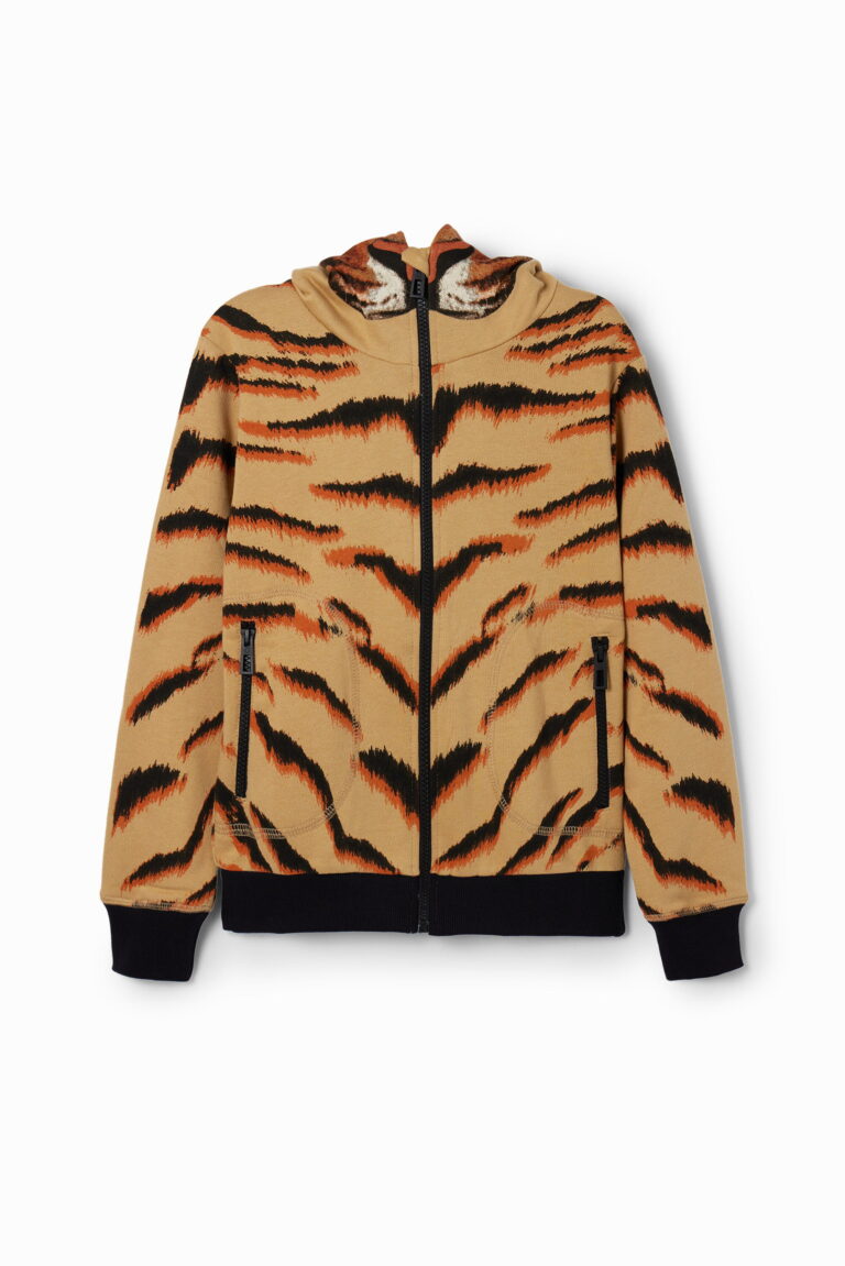 Desigual Sudadera capucha tigre, Algodon, Amarillo, 13/14