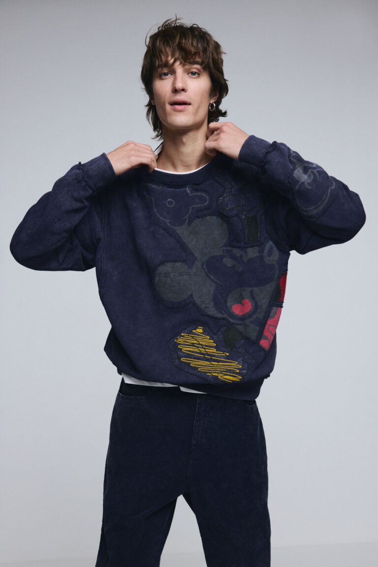 Desigual Sudadera Mickey mouse™ tie-dye, Hombre, Algodon, Azul