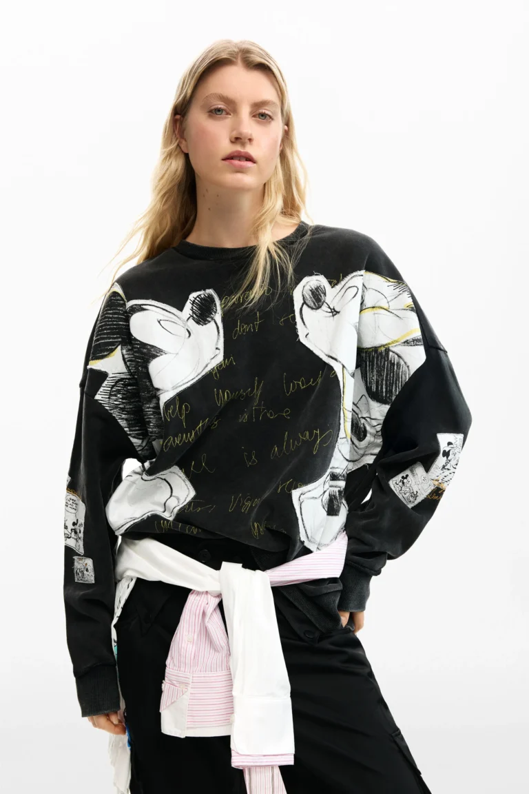 Desigual Sudadera Mickey y Minnie Mouse™, Mujer, Algodon, Negro